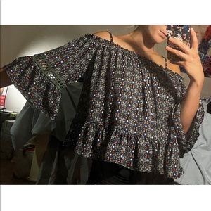 Colorful Open Shoulder Blouse